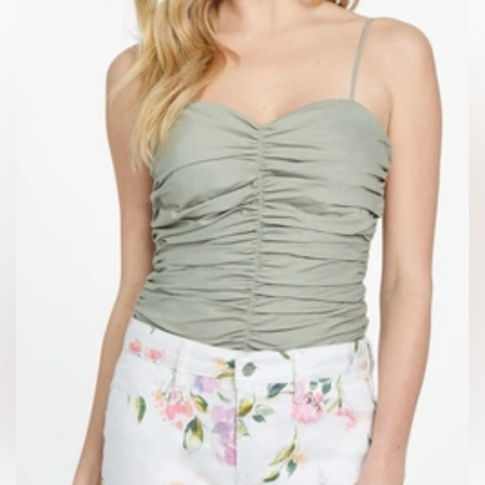 Guess Olive Green Ruched Camisole Size‎ XL